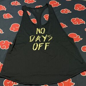 Forever 21 Women's Black Tank Top with Gold Print “no days off”
